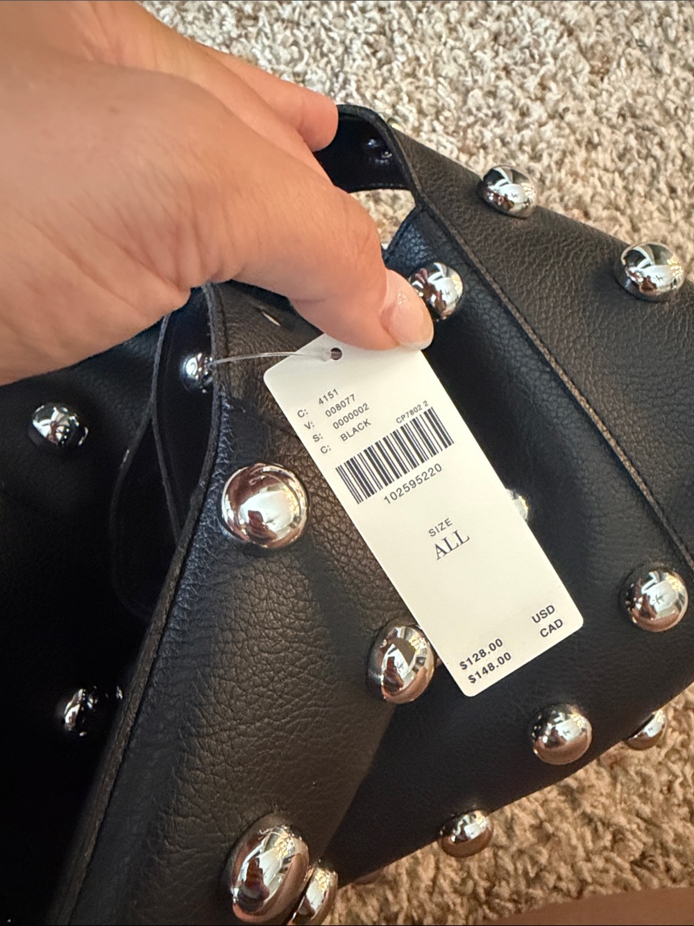 Anthropologie Sonia Medium Slouchy Studded Tote Bag - Black - Picture 7 of 7